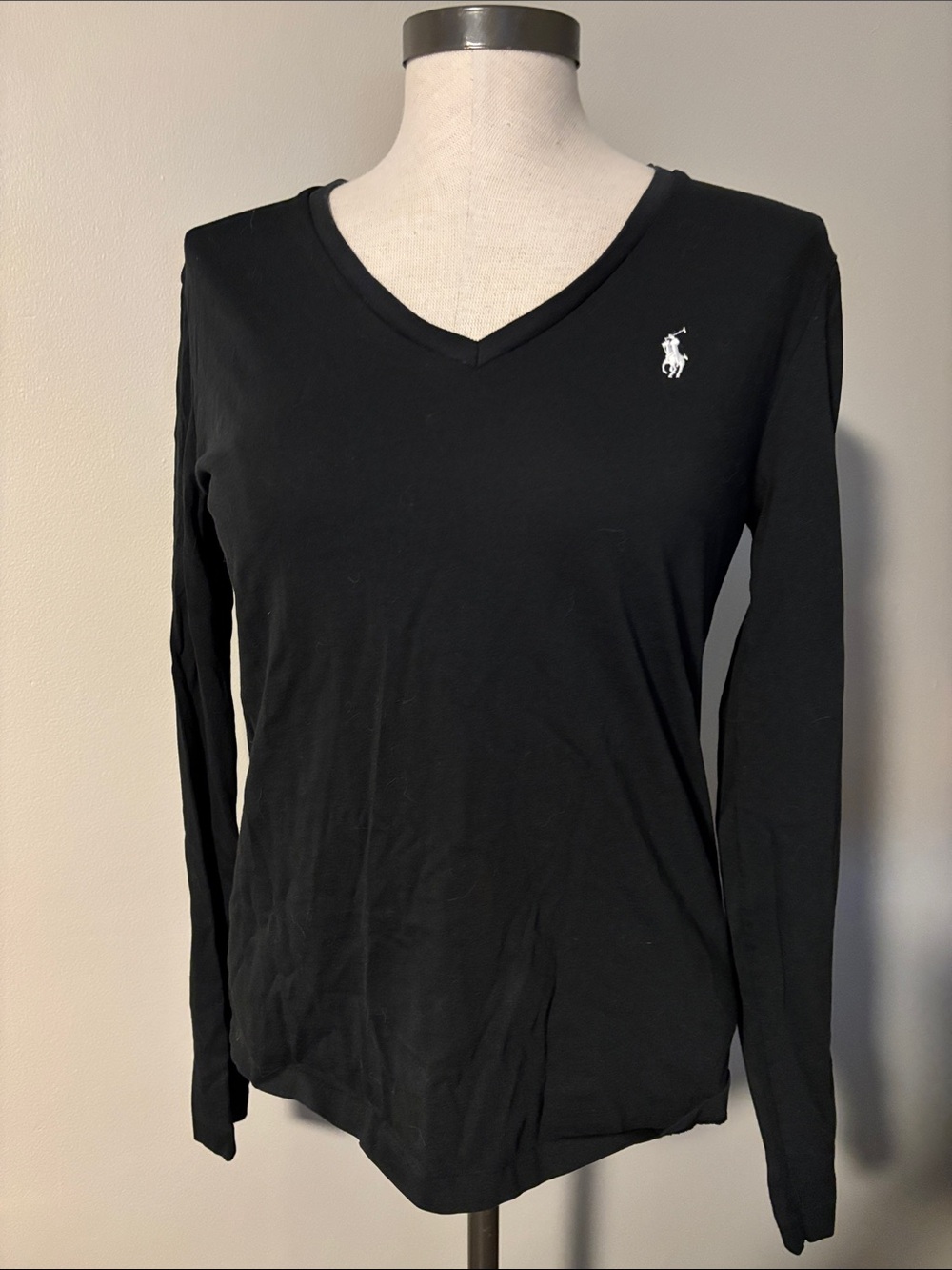 Ralph Lauren Black V-Neck Long Sleeve Polo Tee